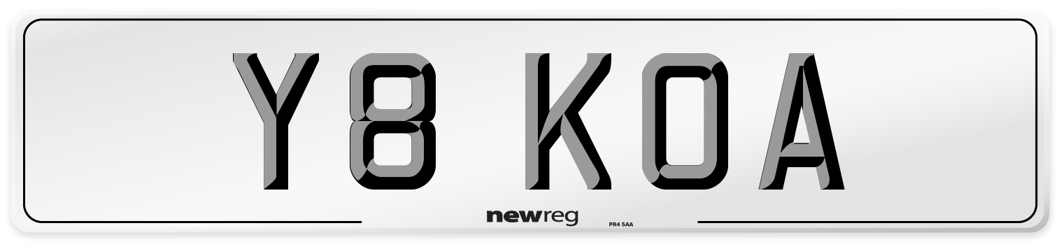 Y8 KOA Number Plate from New Reg